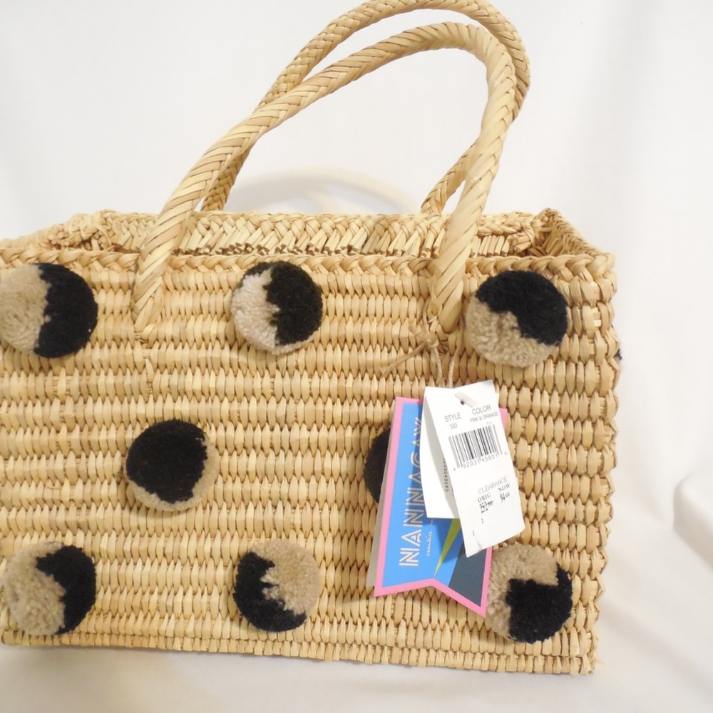 Nannacay Woven Reed Pom PomTote - Picture 7 of 9